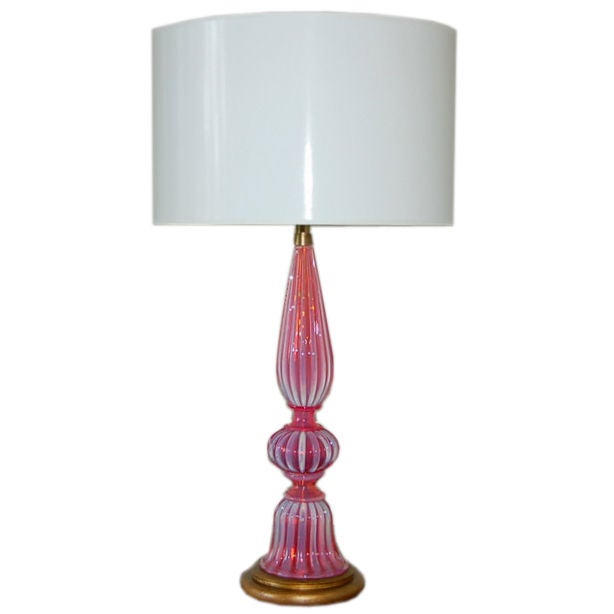 Pink Opaline Murano Table Lamp by Marbro For Sale