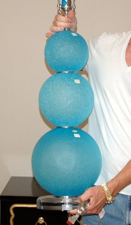 20th Century Acidato Stacked Ball Murano Lamps on Lucite Platter