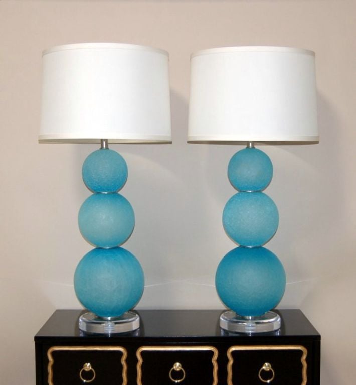Acidato Stacked Ball Murano Lamps on Lucite Platter 1
