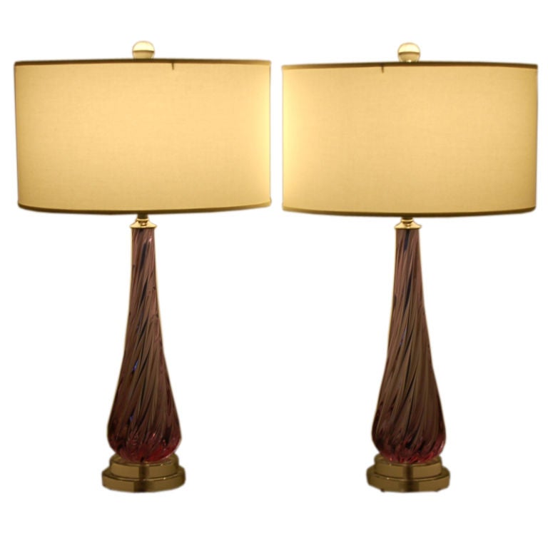 Very Rare Alexandrite Glass Murano Lamps by Seguso