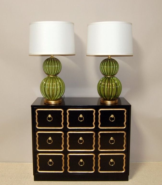 Barovier & Toso Green and Gold Table Lamps 2