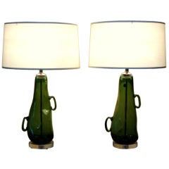 Vintage Dimpled Murano Sculpted Table Lamps in Pine