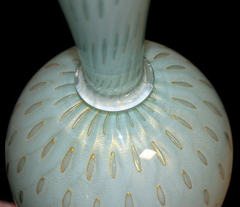 Italian Two-Piece Murano Lamps in Robin's Egg Blue with Gold