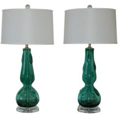 St. Patty's Vintage Murano Lamps in Green with Large Prunts