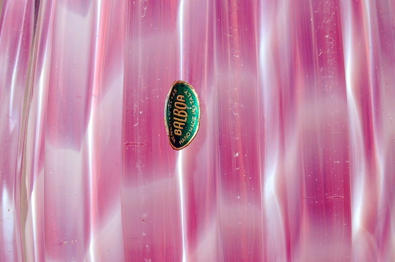 Seguso Rare Opaline Striped Murano Lamps in Pink Lemonade 2
