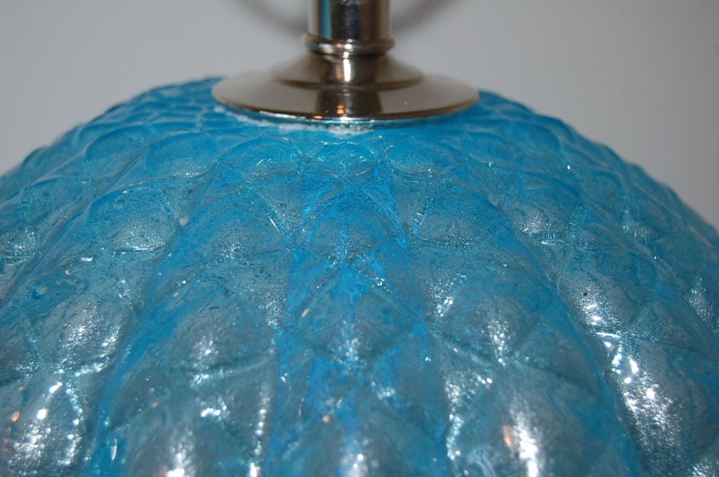 Baby Blue Vintage Murano Pulegoso Table Lamps by Galliano Ferro 1