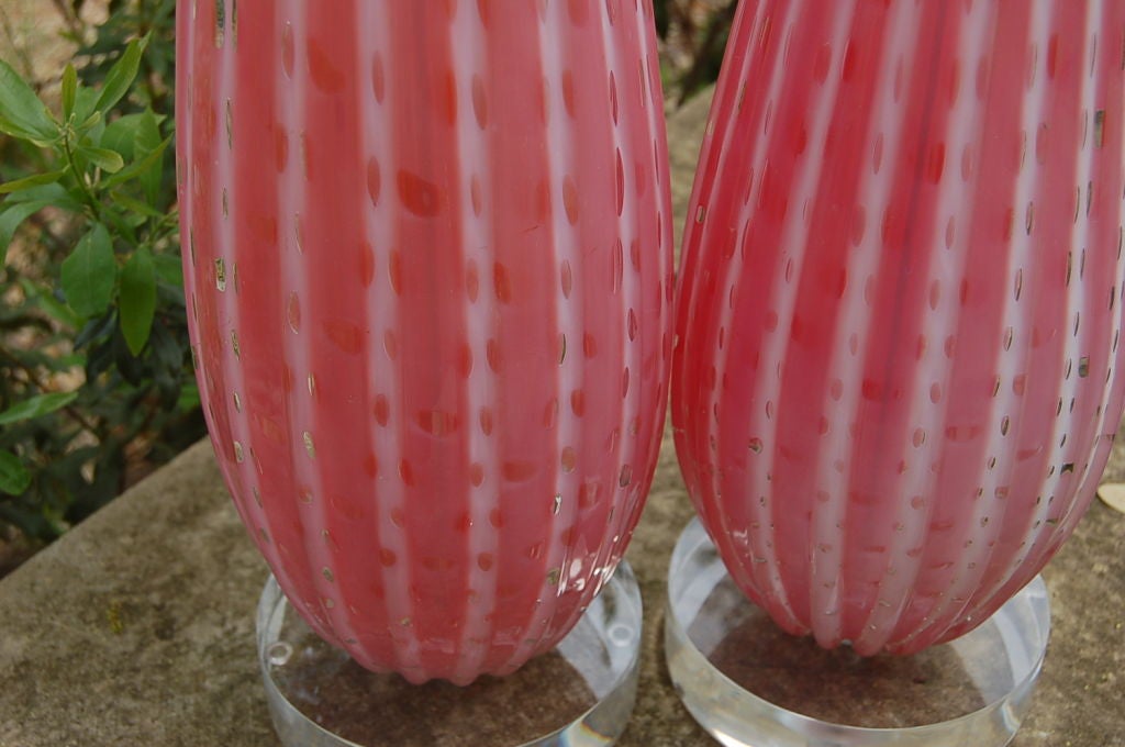 Barbini Murano Lamps in Beautiful Strawberry Opaline 5