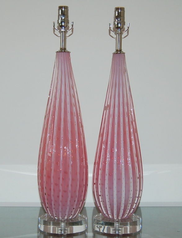 Italian Barbini Murano Lamps in Beautiful Strawberry Opaline