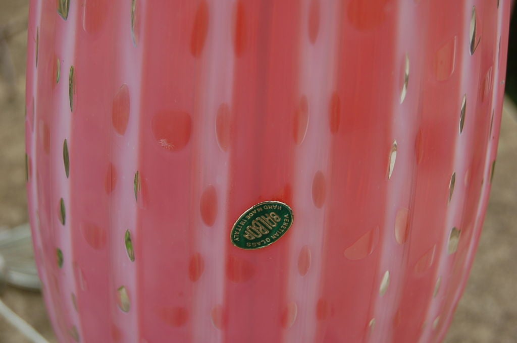 Barbini Murano Lamps in Beautiful Strawberry Opaline 1