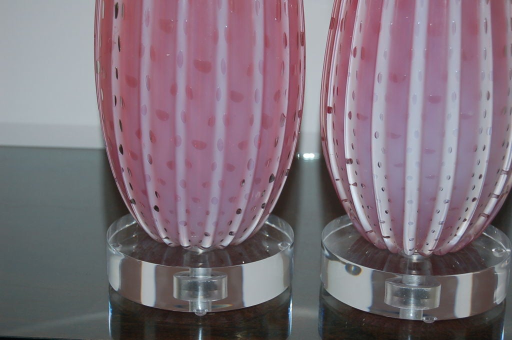 Barbini Murano Lamps in Beautiful Strawberry Opaline 2