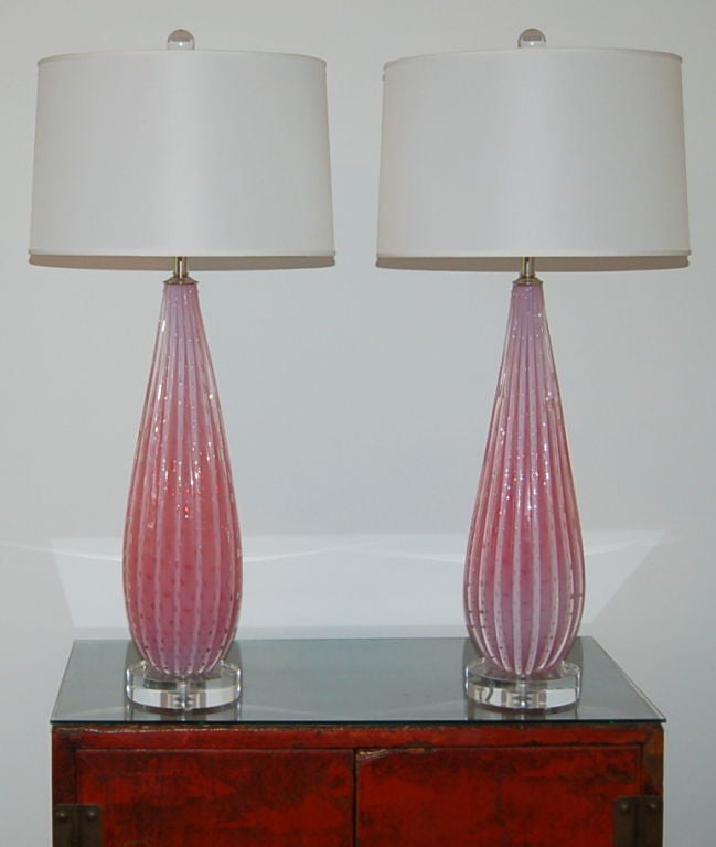 Barbini Murano Lamps in Beautiful Strawberry Opaline 3