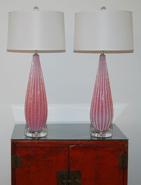 Barbini Murano Lamps in Beautiful Strawberry Opaline 4