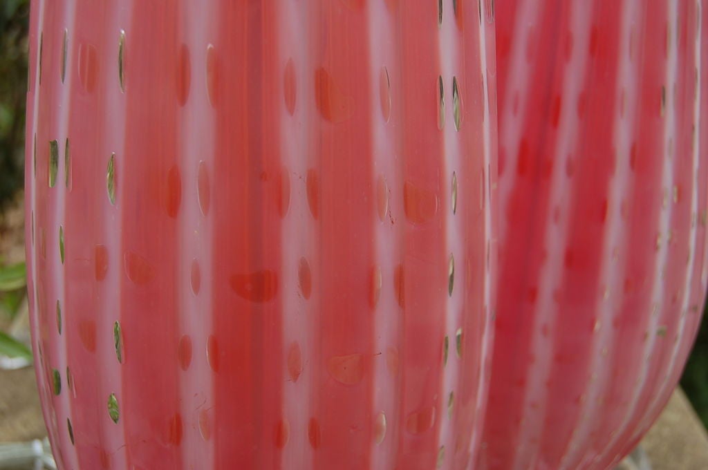Murano Glass Barbini Murano Lamps in Beautiful Strawberry Opaline