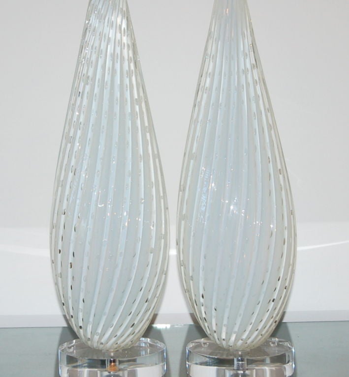 20th Century Vintage Murano Lamps by Barbini in White Opaline