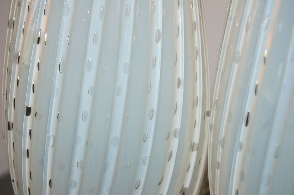 Vintage Murano Lamps by Barbini in White Opaline 1