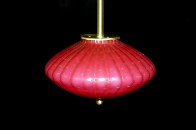 Mid-Century Modern Vintage Space Age Murano Pendant Lamps in Raspberry For Sale