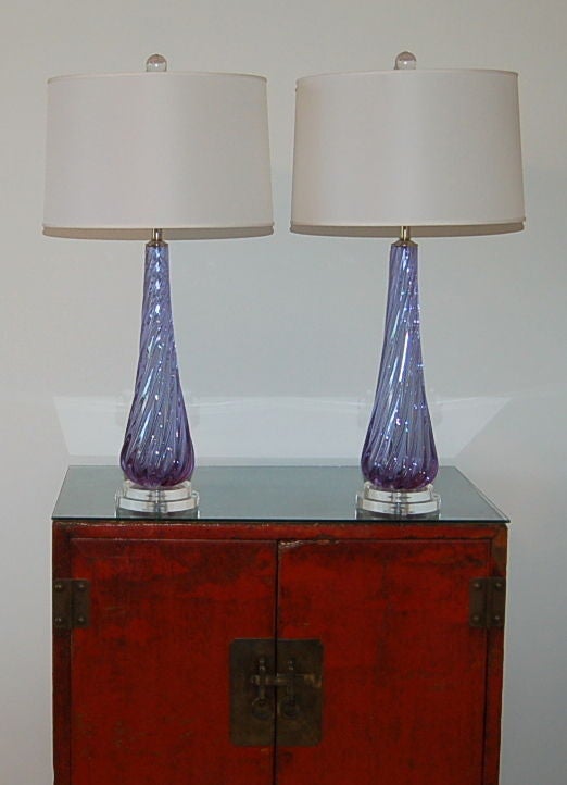 Matched Pair of Vintage Murano Alexandrite Lamps 2
