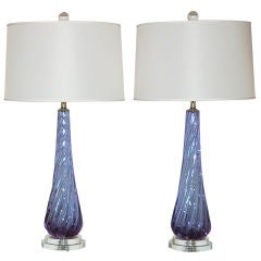 Matched Pair of Vintage Murano Alexandrite Lamps