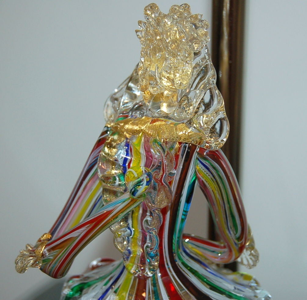 20th Century Rainbow Murano Figurine Italian Table Lamps For Sale