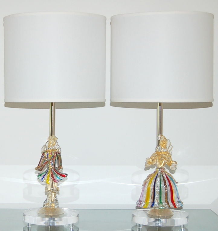 Murano Glass Rainbow Murano Figurine Italian Table Lamps For Sale