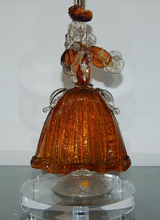 Mid-Century Modern Matched Pair of Figurines in Cognac and Gold