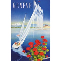 Original 'Geneve' poster by W. Mahrer, 1950