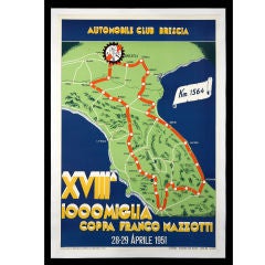 Original '1951 Mille Miglia' poster