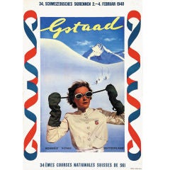 Vintage Original 'Skirennen, Gstaad' poster by Amstutz & Herdeg, 1940