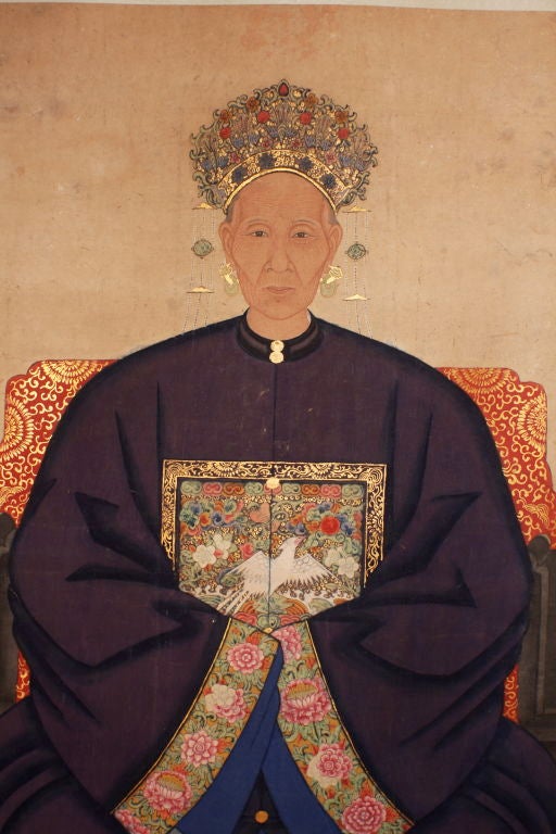 An extra fine portrait of a lady in the Ching Dynasty. Beautiful details through out and overall in excellent condition.  New matting on silk and ready to hang as a scroll. <br />
** Mandarin Collection has one of the finest collection of authentic