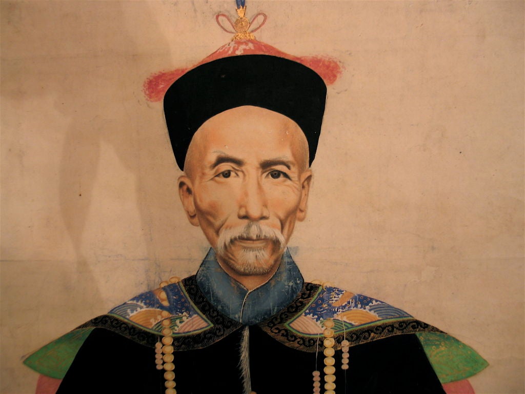 A fine portrait of A High Ranking Military Officer. Southern China.
Please visit our Store Front for one of the finest collection of ancestor portraits in the US. Total dimension of scroll 79