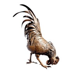 Bronze Rooster by Meiji Sculptor Seikoku