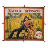 Vintage ZOMA the Depraved Sideshow Banner