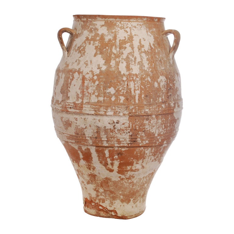 Large Greek Terra Cotta Olive Jar with 3 handles.
