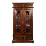 Hand Carved French Double Door Cabinet from Brittany, 19th C