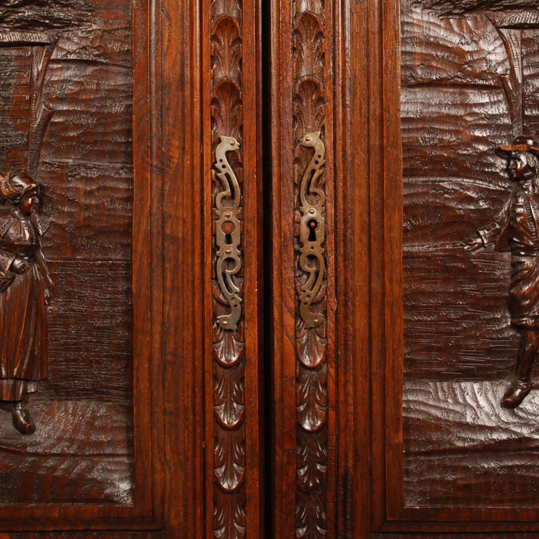 Hand Carved French Double Door Cabinet from Brittany, 19th C 4
