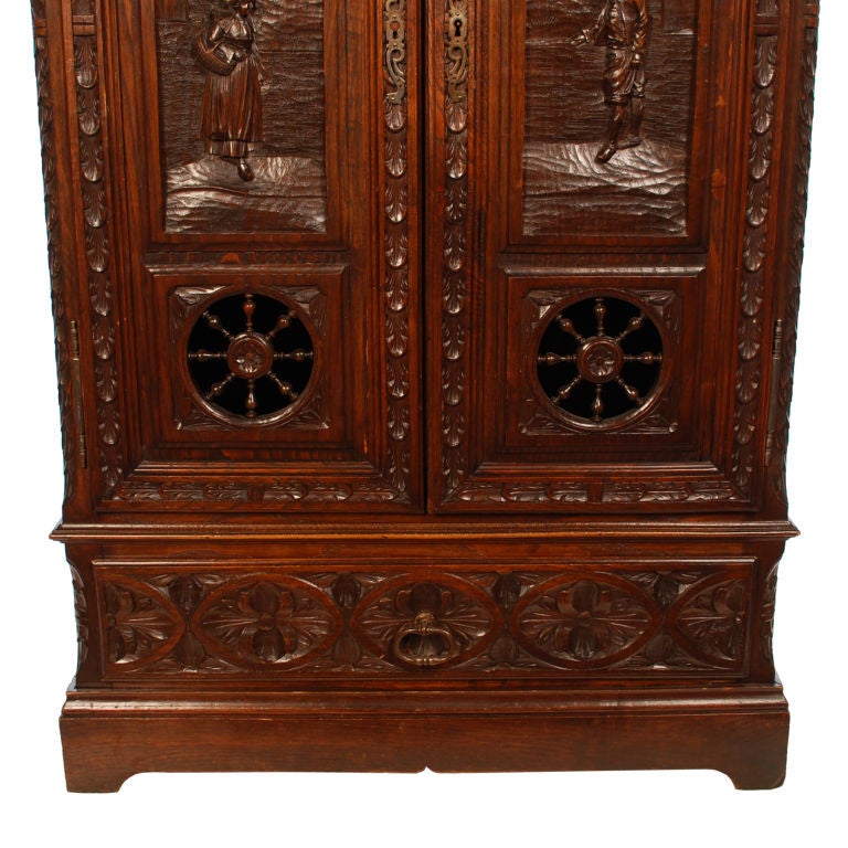 Hand Carved French Double Door Cabinet from Brittany, 19th C 3