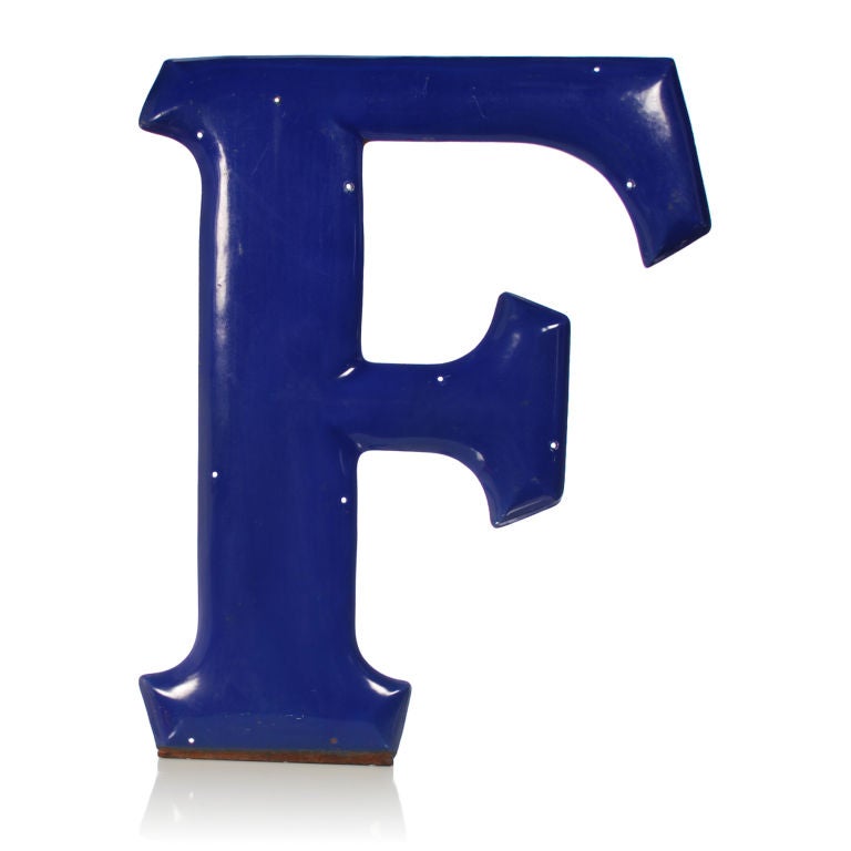 Vintage Large Porcelain and Steel Letter, 36" Tall