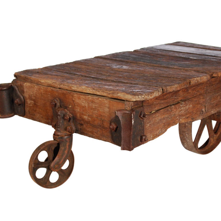 Authentic Industrial Factory Cart / Coffee Table at 1stDibs