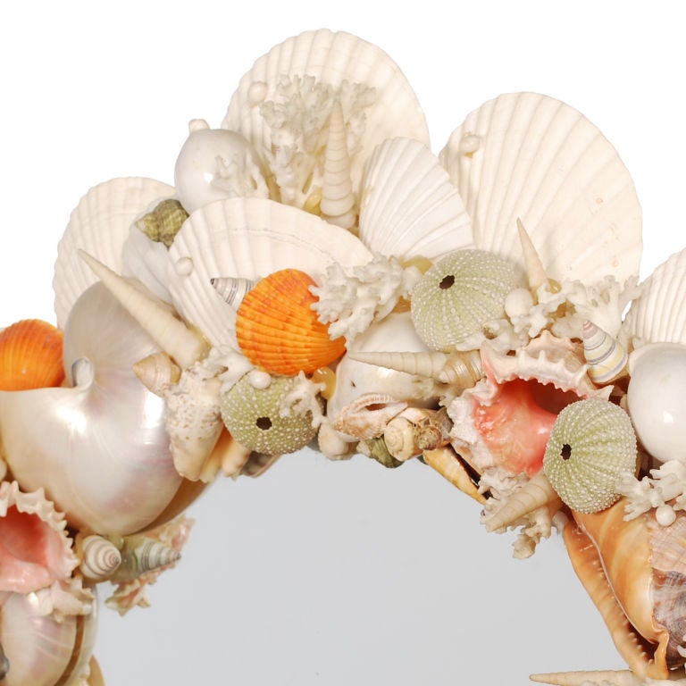 Exquisite Seashell Encrusted Round Mirror 1