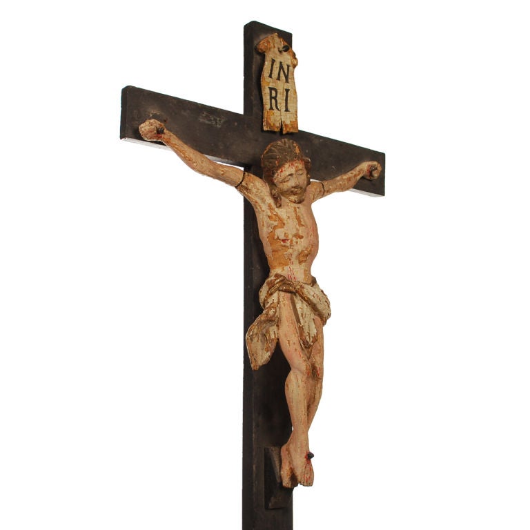 Folk Art Spanish Crucifix , 19th Century