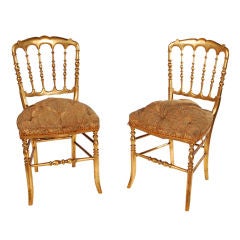 Pair of early carved wood Italian Chiavari Chairs, circa 1940