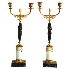 19th Century Pair of Swedish Gustavian Candlesticks 