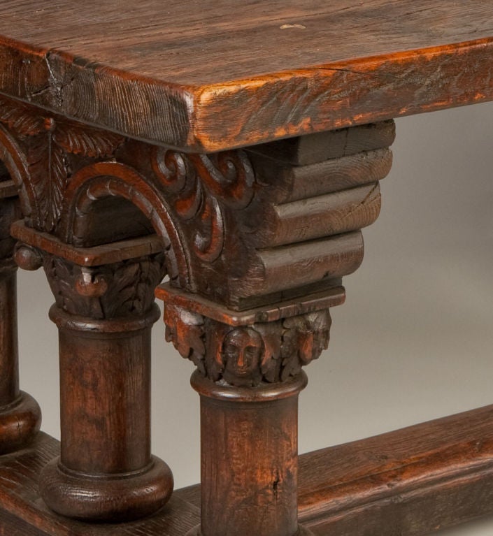 19th Century French Renaissance Library Trestle Table 1