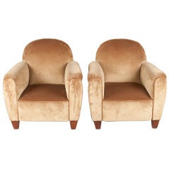 Vintage Pair of  French Club Armchairs