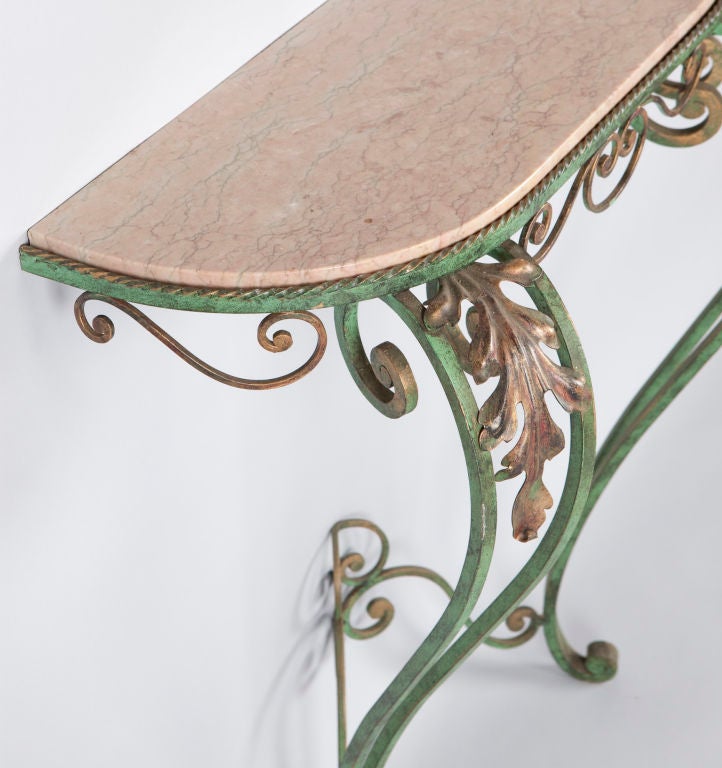 Iron 1930's French Demi-Lune Console Table