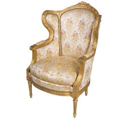 Louis XVI Style Gilt Bergere Armchair