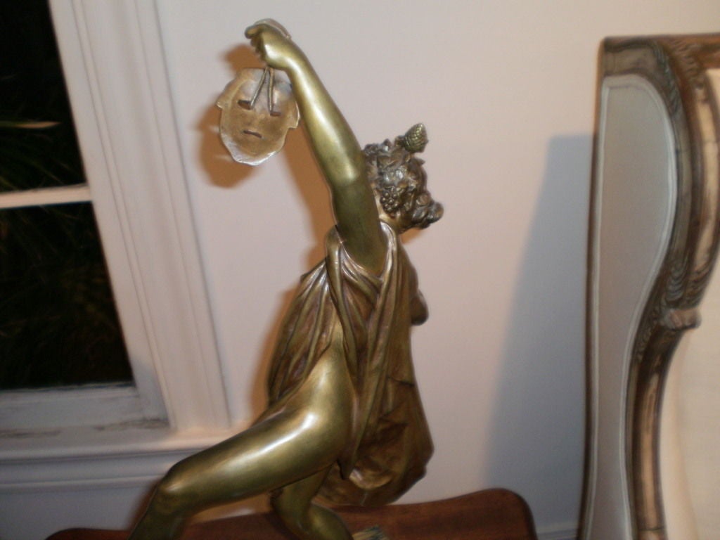Mid-20th Century Period French Art Deco Bronze Sculpture on Marble Base by G. Obiols