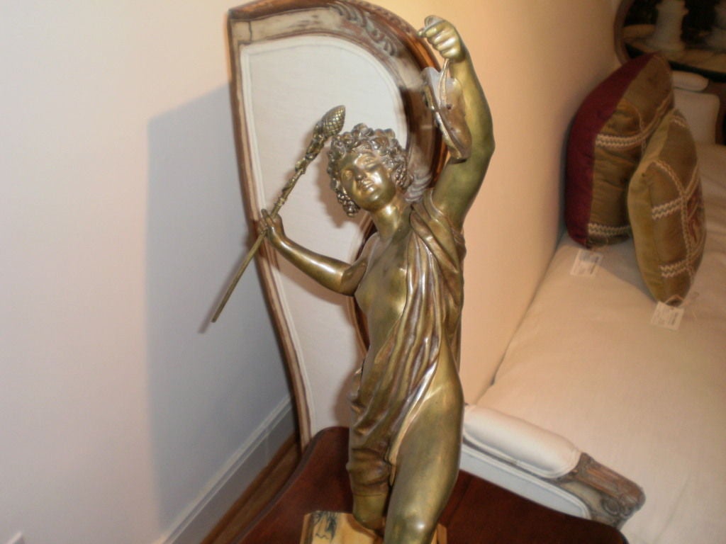 Period French Art Deco Bronze Sculpture on Marble Base by G. Obiols 1