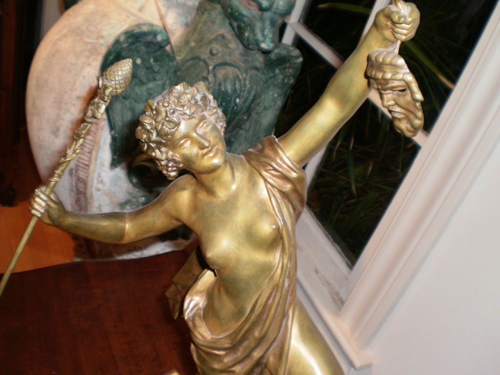 Period French Art Deco Bronze Sculpture on Marble Base by G. Obiols 2