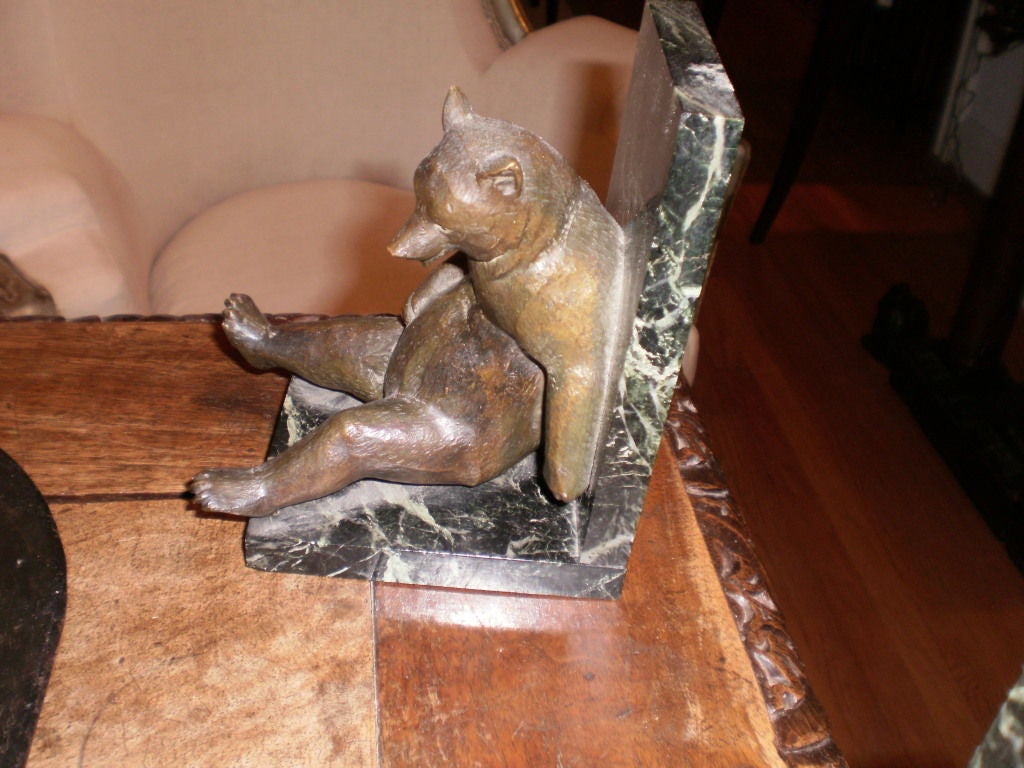 Marble PAIR OF FRENCH ART DECO BRONZE BOOKENDS